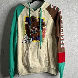 MAKOBI Stylish Multicolor Hoodie with Bear Graphic size M